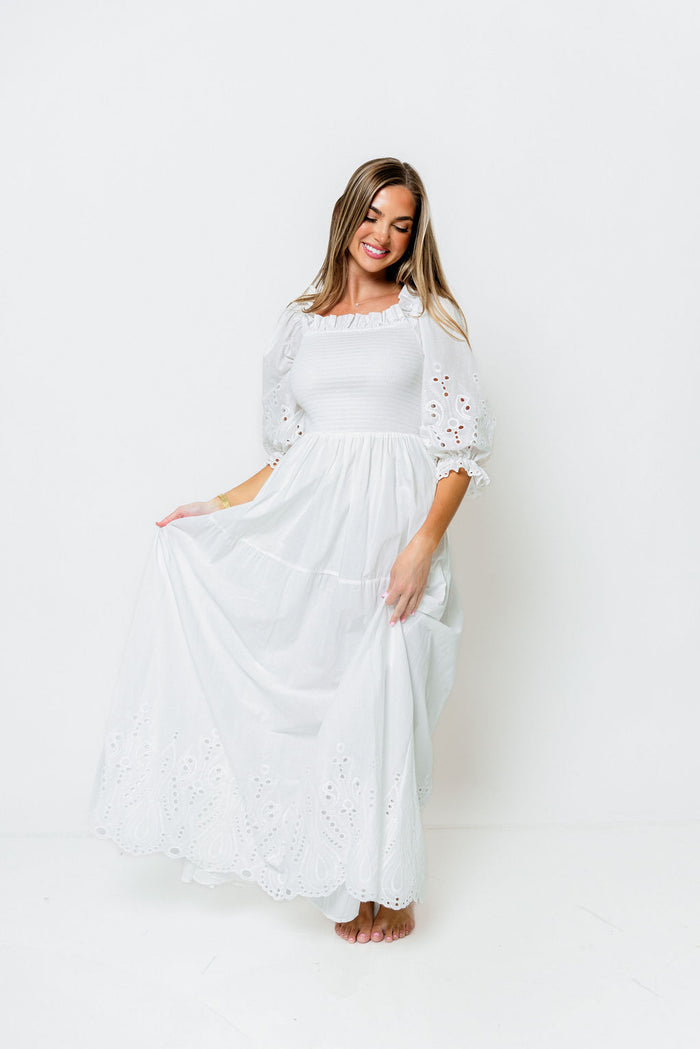 100% Cotton Karolina Maxi Dress in White