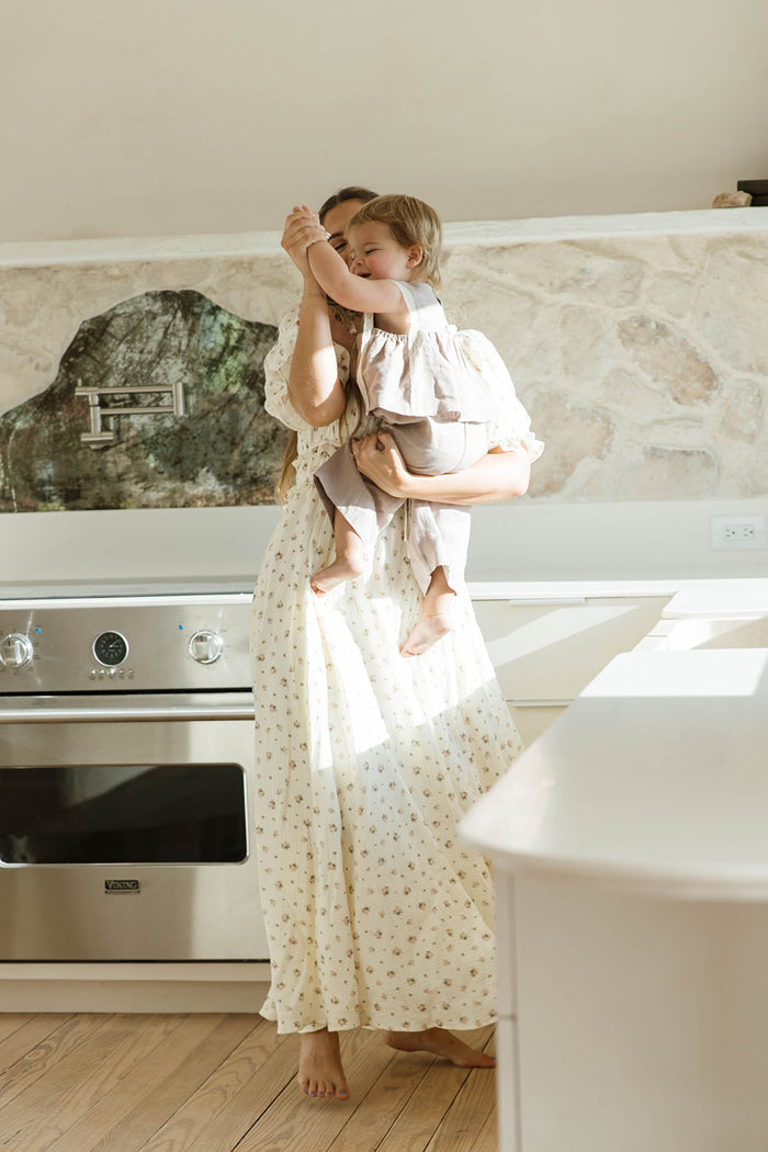 100% Cotton Sydnee Maxi Dress in Green/Blush Floral - Bump Friendly & Inclusive Sizing *9/10 PRE-ORDER*