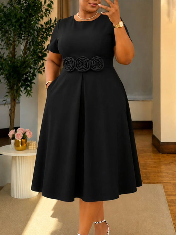 3D Floral Midi Dress