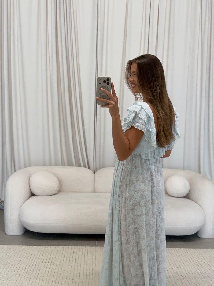 Blakely Maxi Dress in Light Blue - Bump Friendly