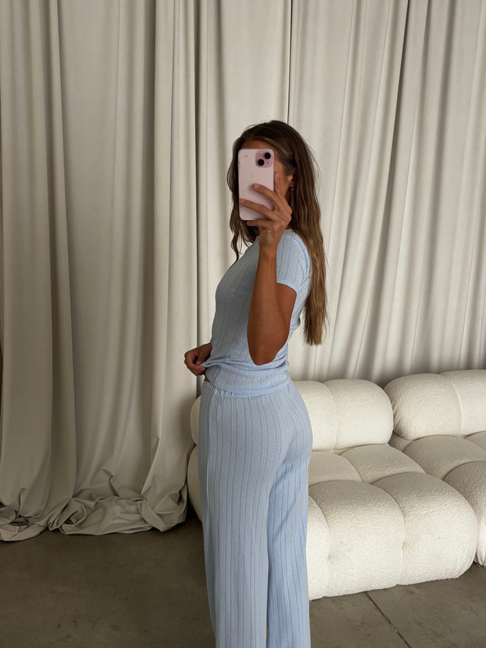 Mary 100% Cotton Lounge Set in Light Blue