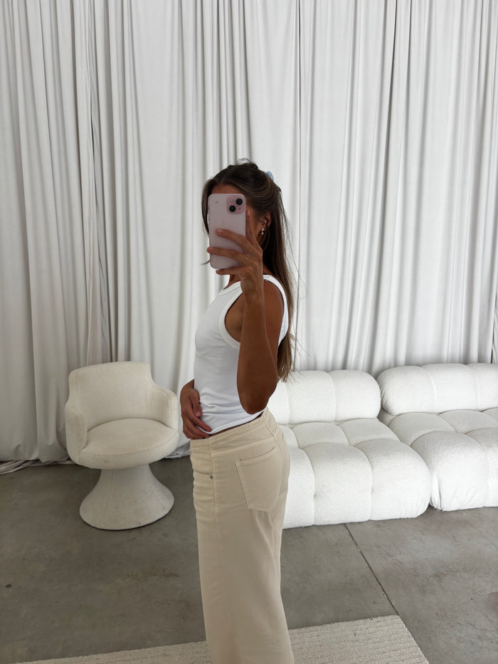 Mel Reversible Ribbed Tank Top in White