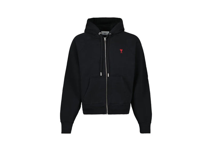 AMI Paris Black Ami de Coeur Zipped Hoodie
