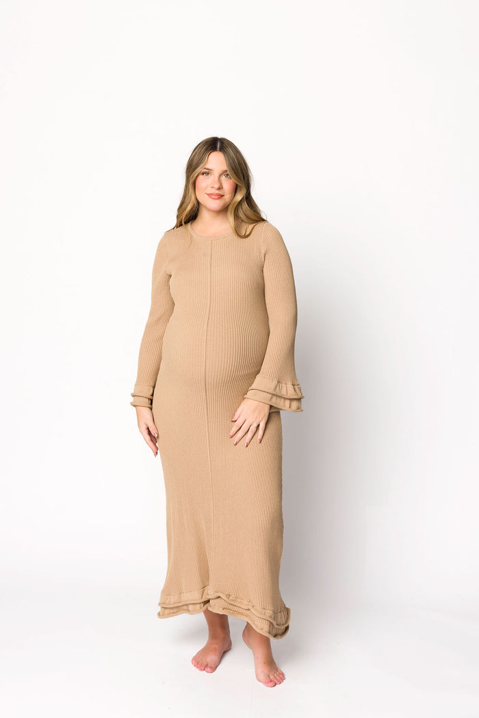 Arlet Dress in Taupe - Bump Friendly *Final Sale*