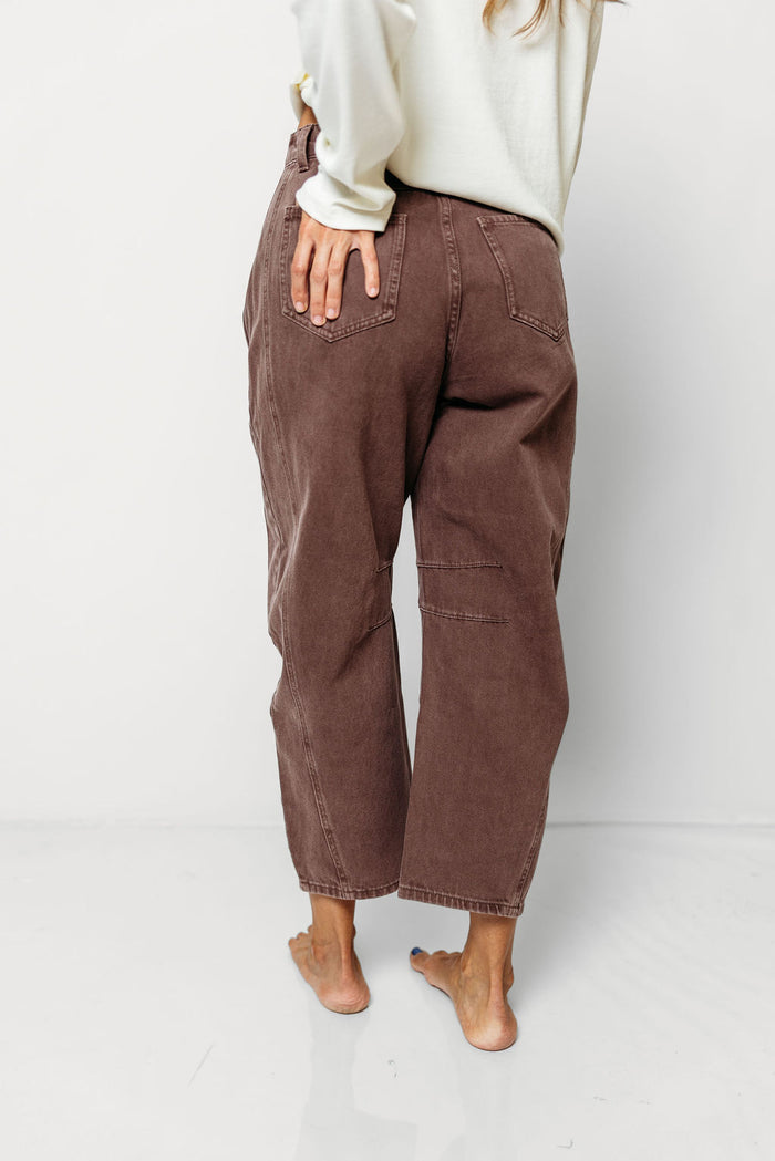 Arya 100% Cotton Barrel Pants in Red Bean