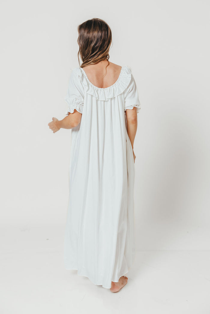 Audrey Linen Blend Maxi Dress in Off-White - Bump Friendly
