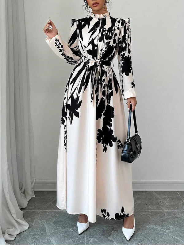 Beautiedoll Printed Tied Shirt Dress