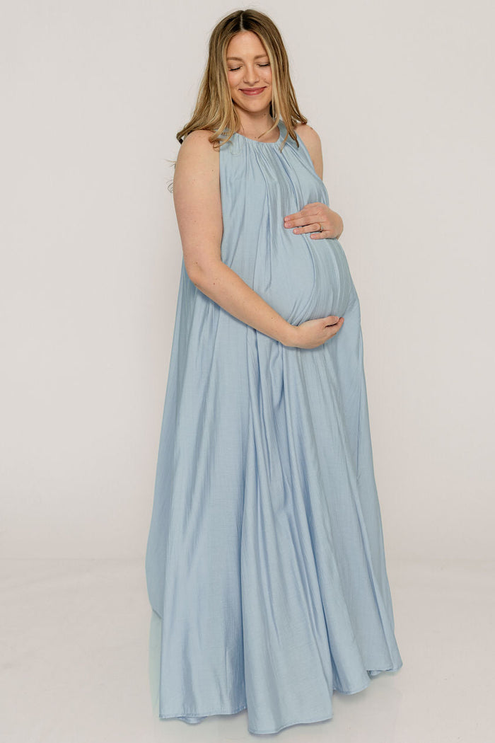 Becca Maxi Dress in Baby Blue - Bump Friendly