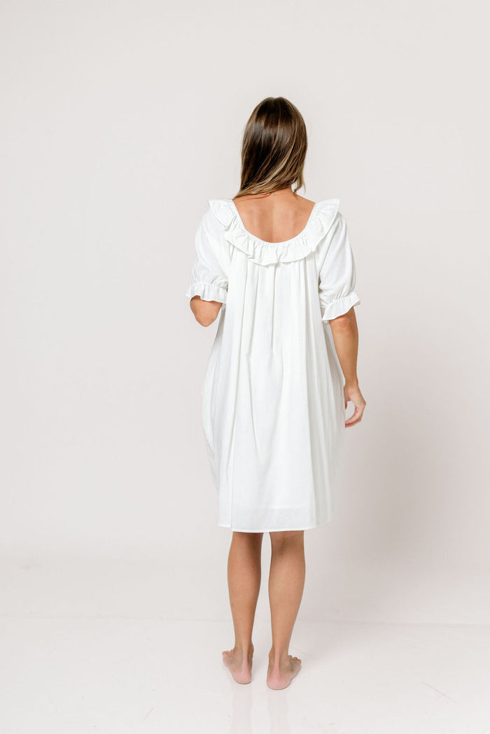 Betty Mini Dress in Off-White - Bump Friendly