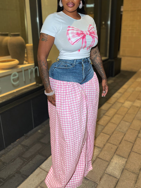 Bowknot Tee & Combo Pants Set--Clearance