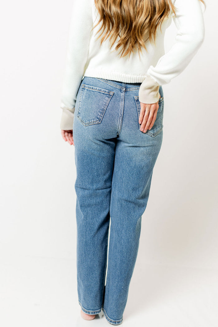 Brady Super High Rise Dad Jean in Medium Denim
