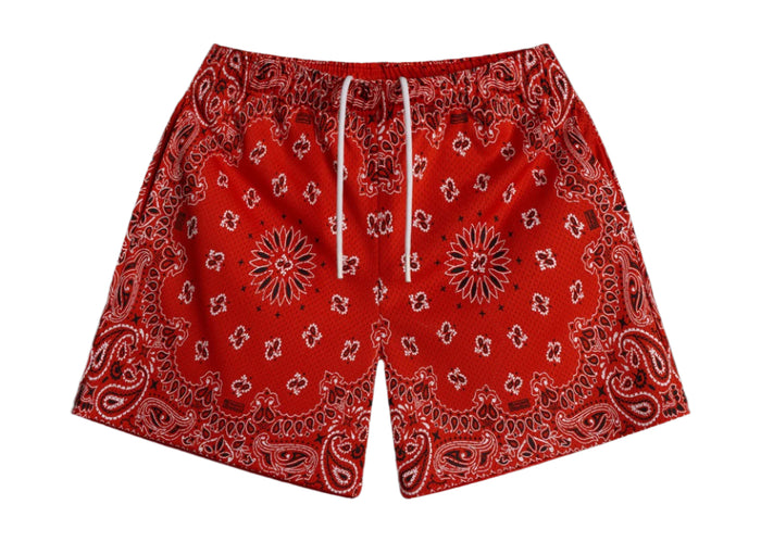 Bravest Studios Screenprinted Paisley Two-Tone Red Shorts