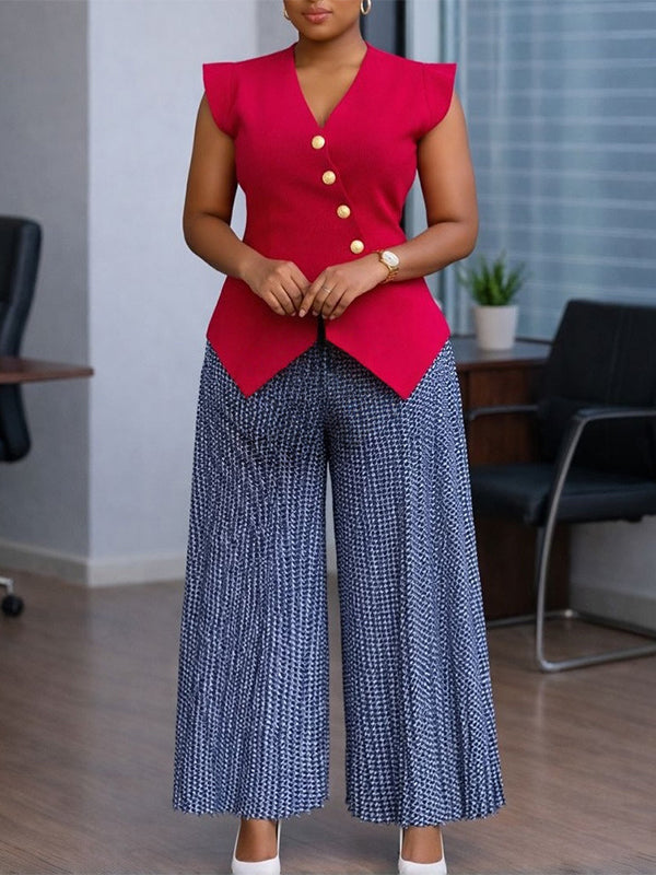 Button Vest & Pleated Pants Set