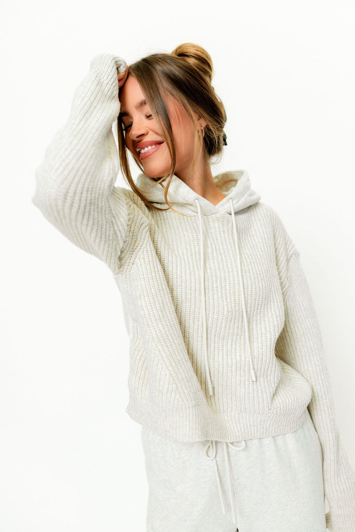 Caelynn Mixed Media Hoodie and Pants Set in Oatmeal