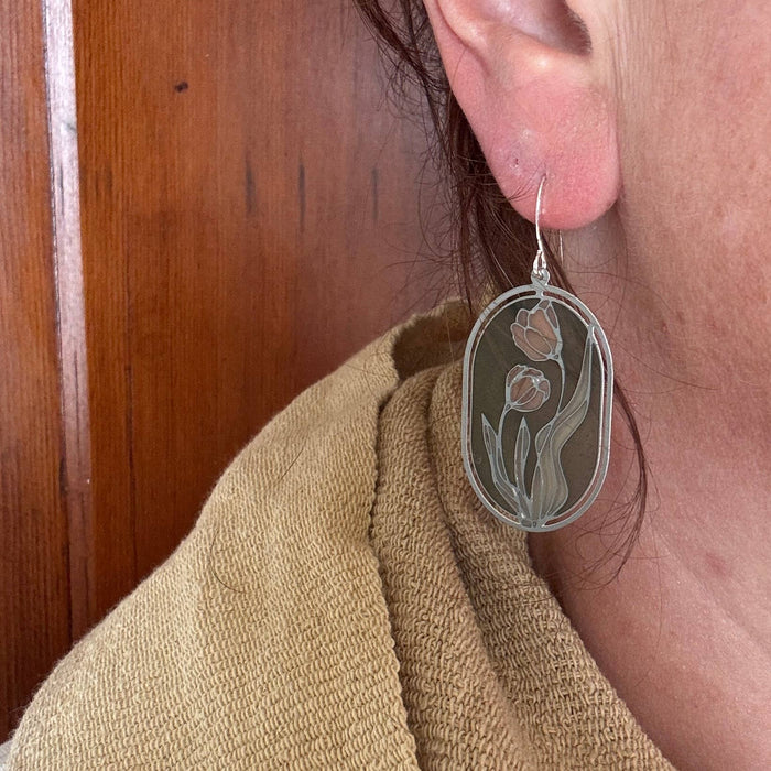 Camellias // Stained Glass Resin Earrings