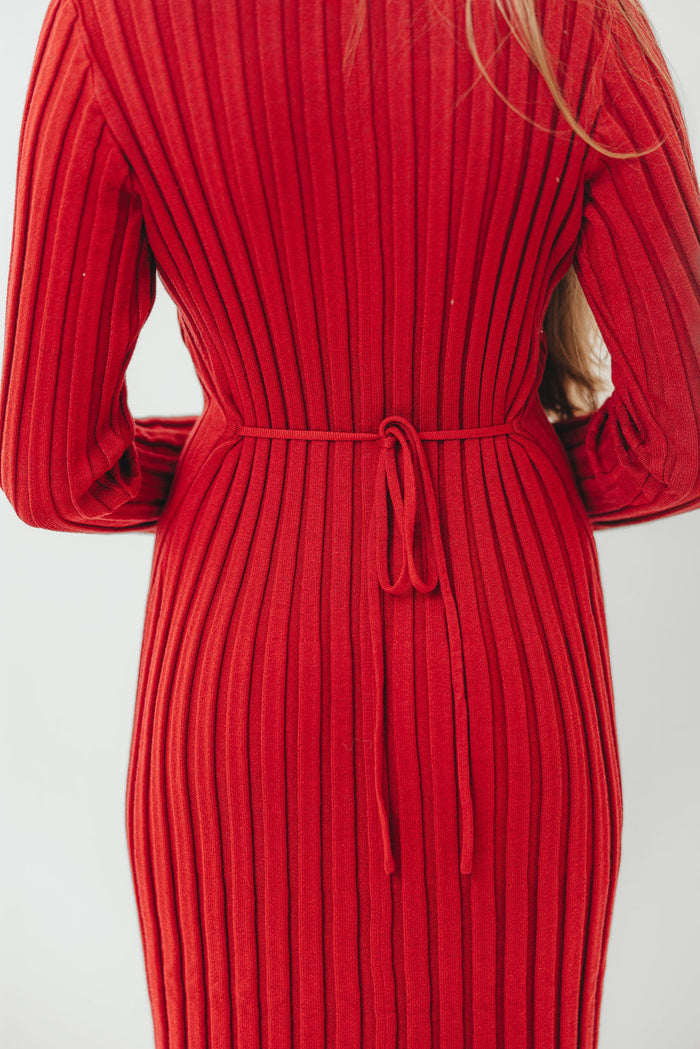 Colette Luxe Premium Long Sleeve Knit Maxi Dress in Muted Red - Bump Friendly *Final Sale*