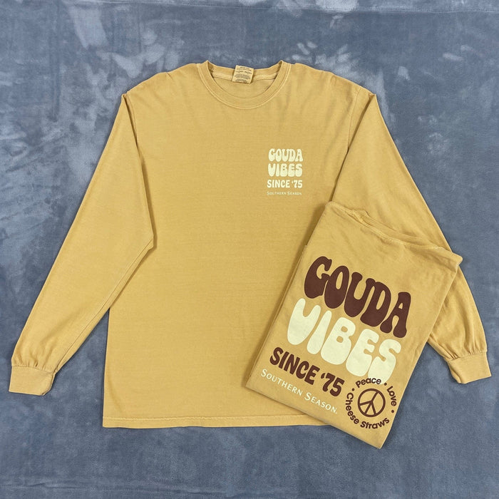 Decorative Long-Sleeve T-Shirt - Gouda Vibes - Yellow - T-Shirt