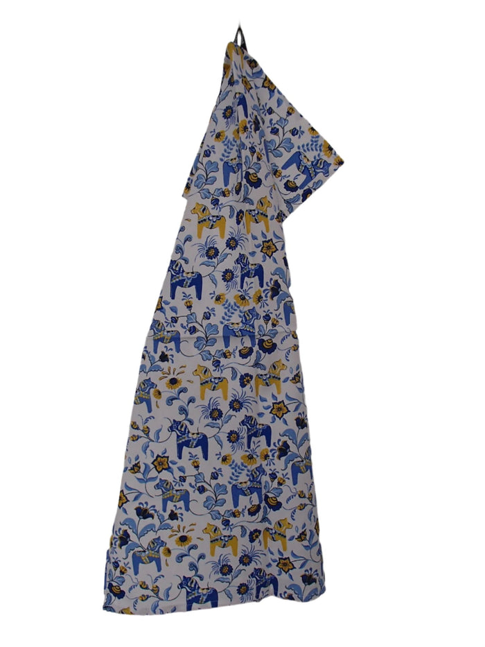 Dish Towel - Blue & yellow Dala horses on white