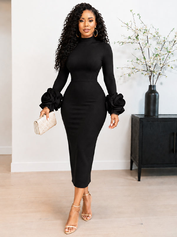 Floral-Sleeve Bodycon Dress