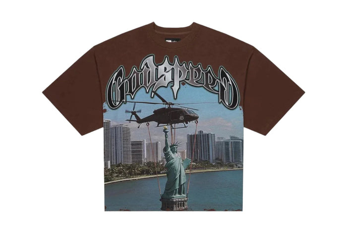 Godspeed Jfk To Miami Tee Mocha Wash