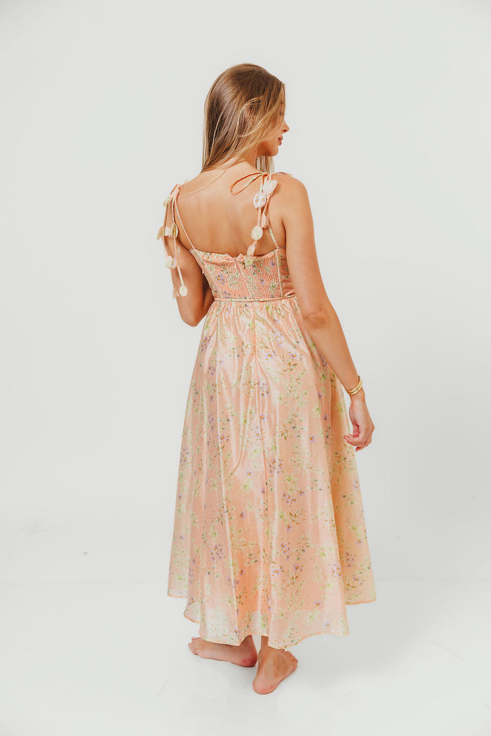 Halcyon Midi Dress in Peach Floral *Final Sale*