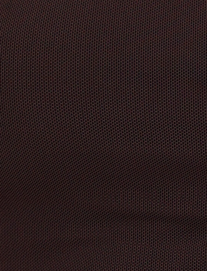 Close-up of a dark brown textured fabric featuring a grid-like pattern, similar to the mesh design of the TIGERMIST Harriett Tube Top in Chocolate.