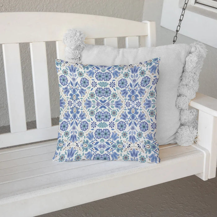 Indochine Blue Outdoor Decorative Pillow