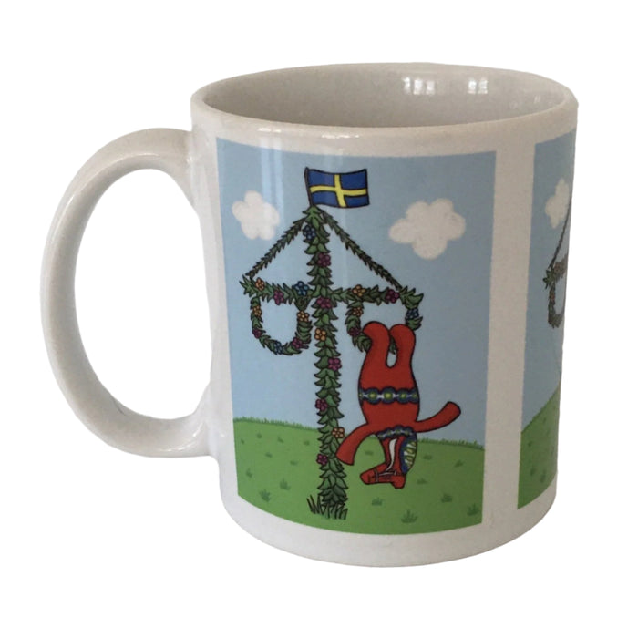 Karin Didring Dala Horse on Midsommar maypole coffee mug