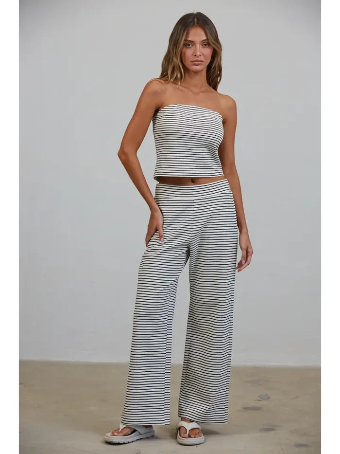 Kesha Striped Tube Top and Pant Set in White/Black *Live Exclusive*