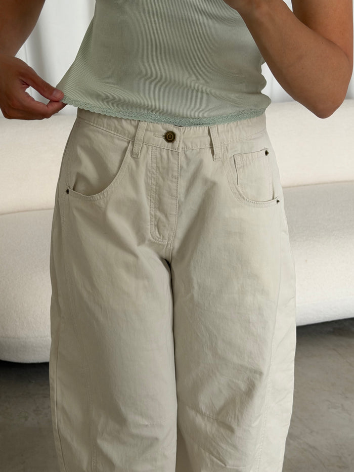 Lance Wide Leg Barrel Pants in Cloud Dancer