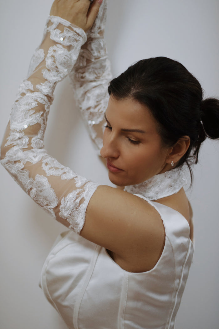 Luxury Detachable Rosie Lace Wedding Sleeves with Sequins