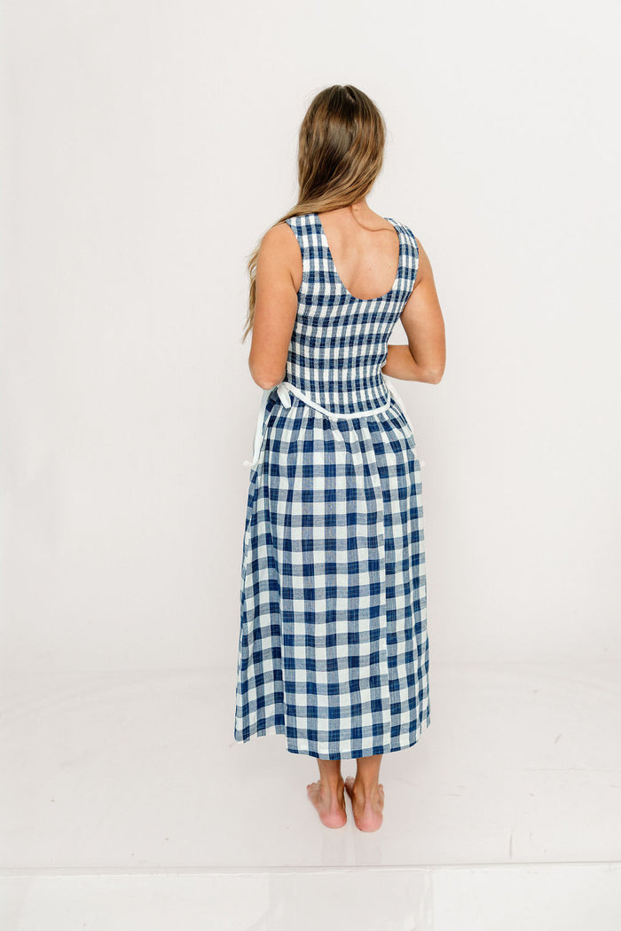 Margaret Gingham Midi Dress in Navy *Final Sale*