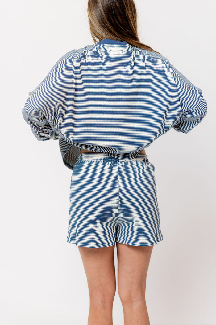 Maxwell Ribbed Stripe Shorts in Blue *Final Sale*