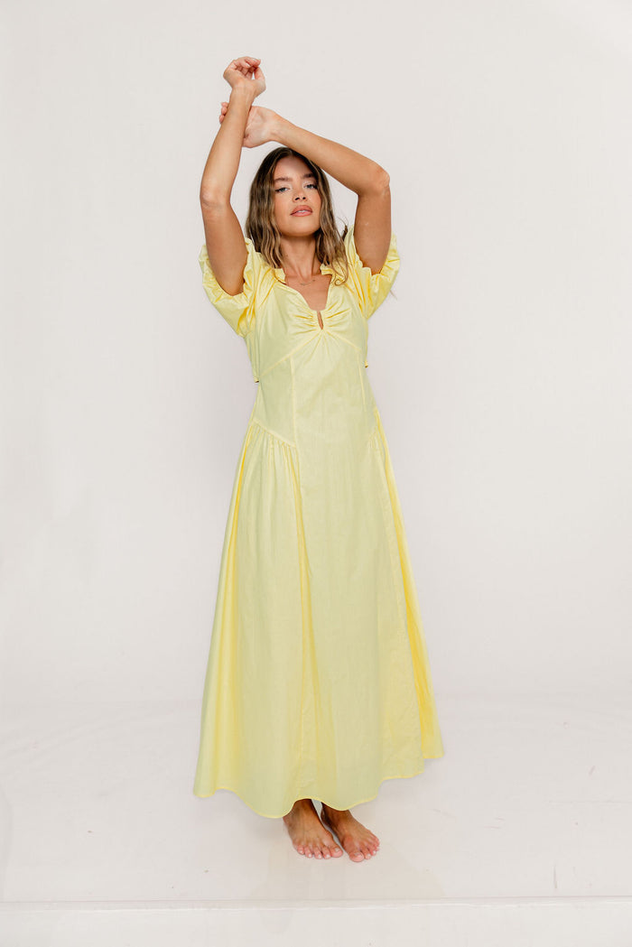 Melina Bubble Sleeve Maxi Dress in Butter Yellow *Final Sale*