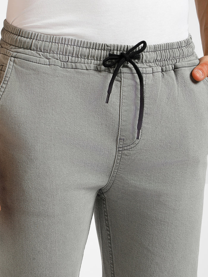 Men's Ice Grey Regular Fit Washed Jogger Jeans Stretchable