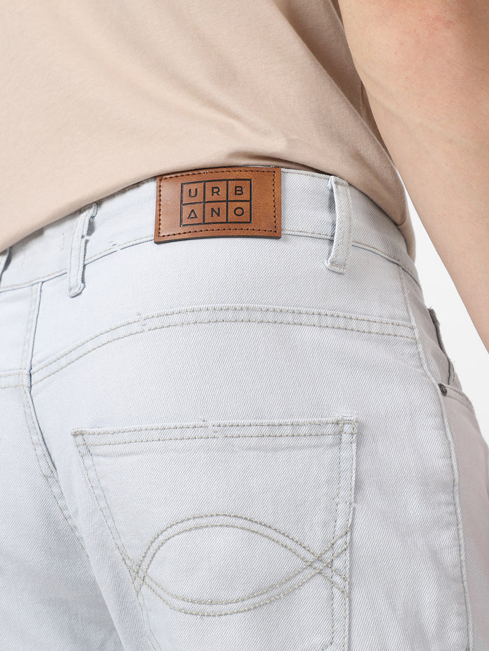 Men's Light Grey Washed Bootcut Jeans Stretchable