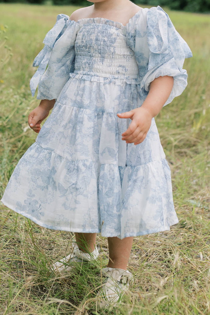 Mini Elena Kids' Dress in Blue Floral