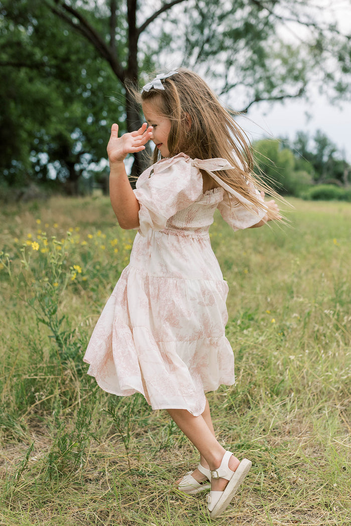 Mini Elena Kids Dress in Pink Toile