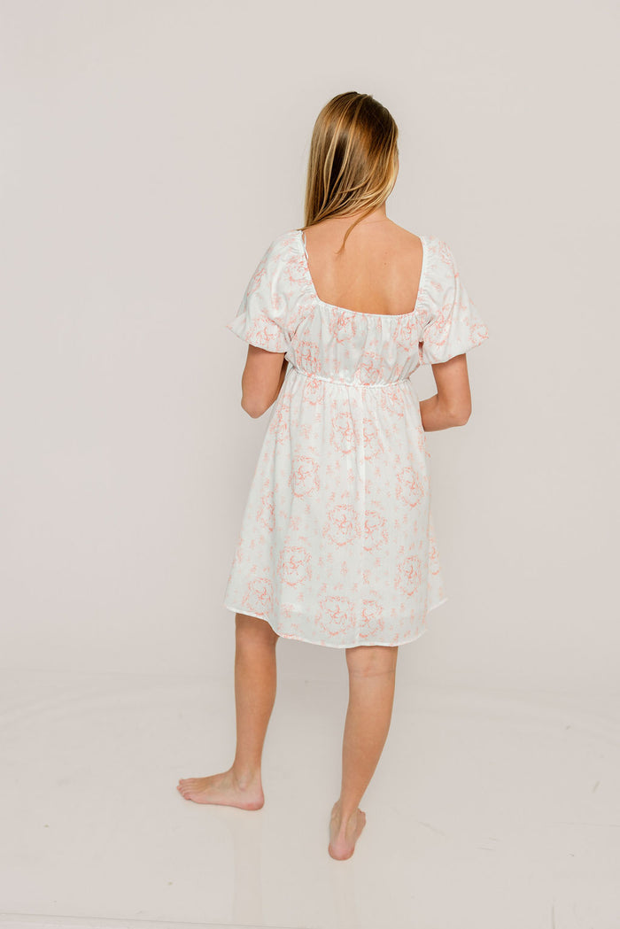 Nell Floral Cowgirl Print Mini Dress in Ivory/Pink *Final Sale*