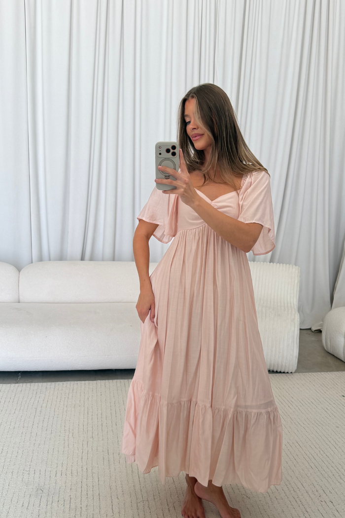 Nia Midi Dress in Ice Pink - Bump Friendly