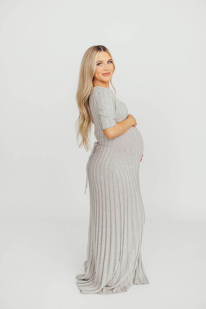 Oakley Ribbed Maxi Dress in Heather Grey -Bump Friendly *Final-Sale*