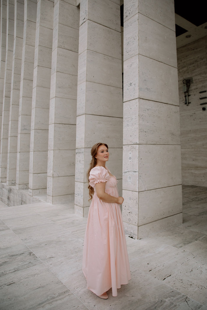 Olivia 100% Cotton Maxi Dress in Pale Pink - Bump Friendly