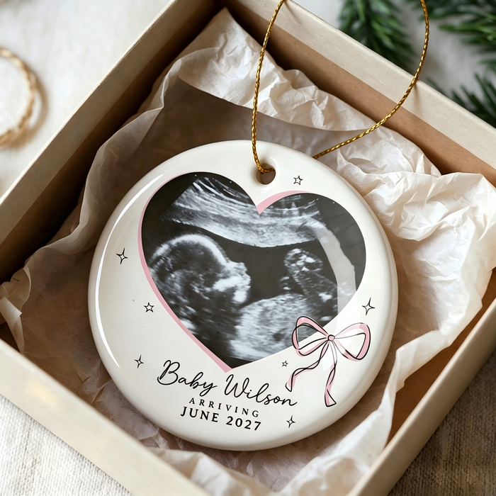 Personalized Baby Ultrasound Photo Christmas Ornament
