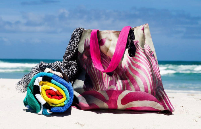 Pink Zebra Beach Bag