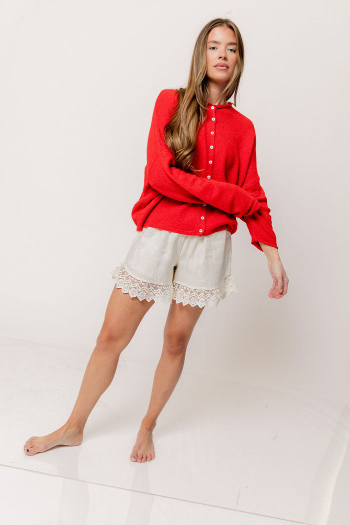 Piper Cardigan Top in Tomato Red