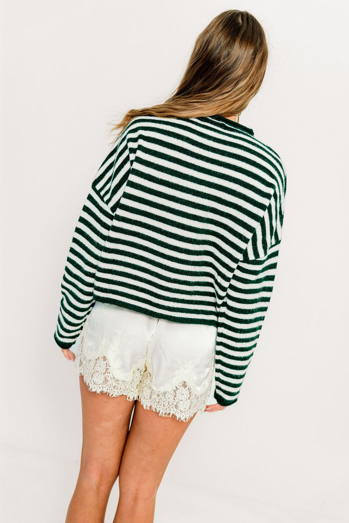 Piper Striped Cardigan in Forest