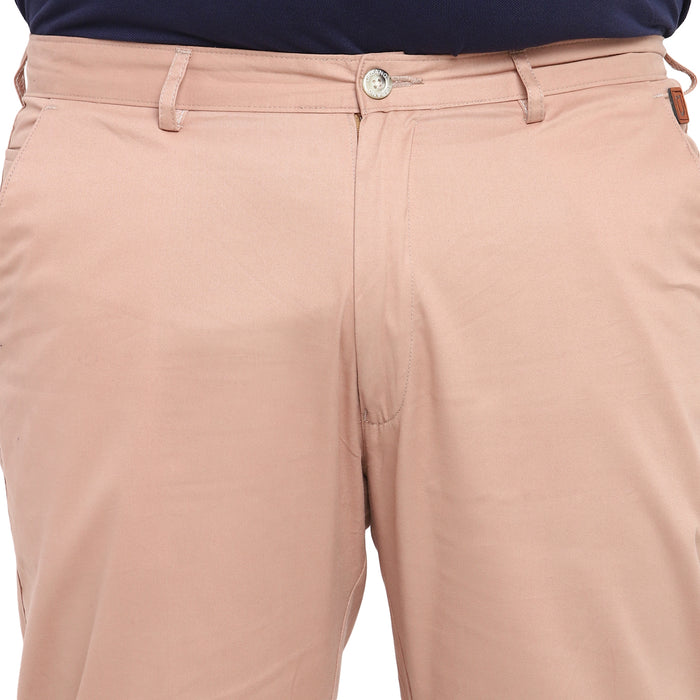 Plus Men's Purple Cotton Regular Fit Casual Chinos Trousers