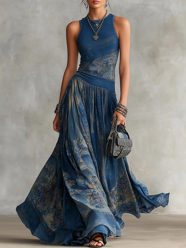 Printed Sleeveless Maxi Dress