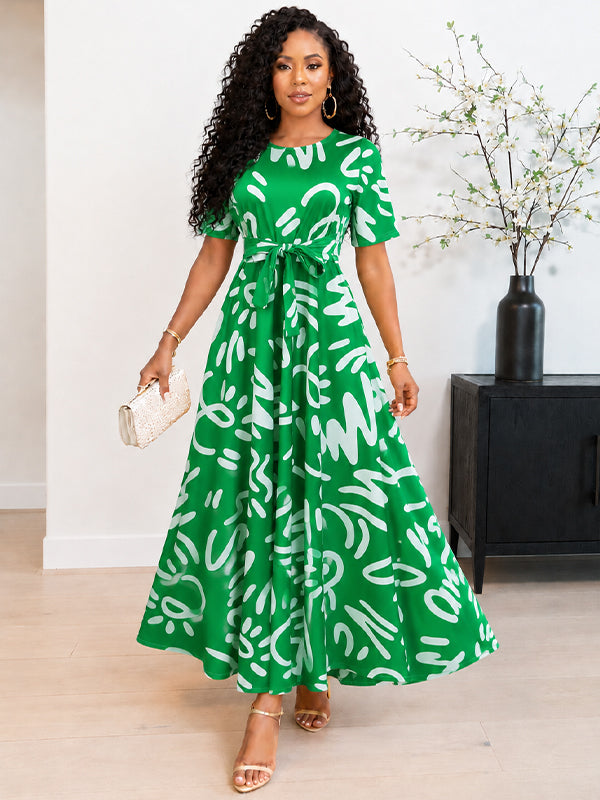 Printed Tied Maxi Dress