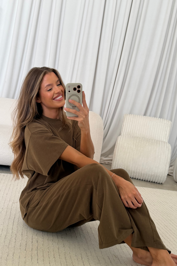Robyn Butter Brushed Knit Loose Fit Tee in Fatigue